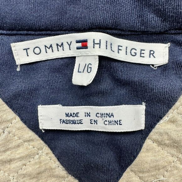 VTG tommy hilfiger womens large vintage full zip quilted cotton jacket 90s flaws - Picture 2 of 10